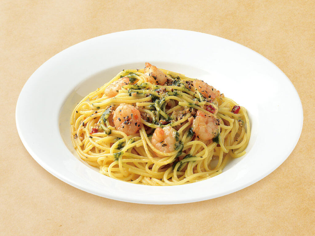 海老のペペロンチーノ バジルソースがけ｜パスタメニュー｜宅配ピザで