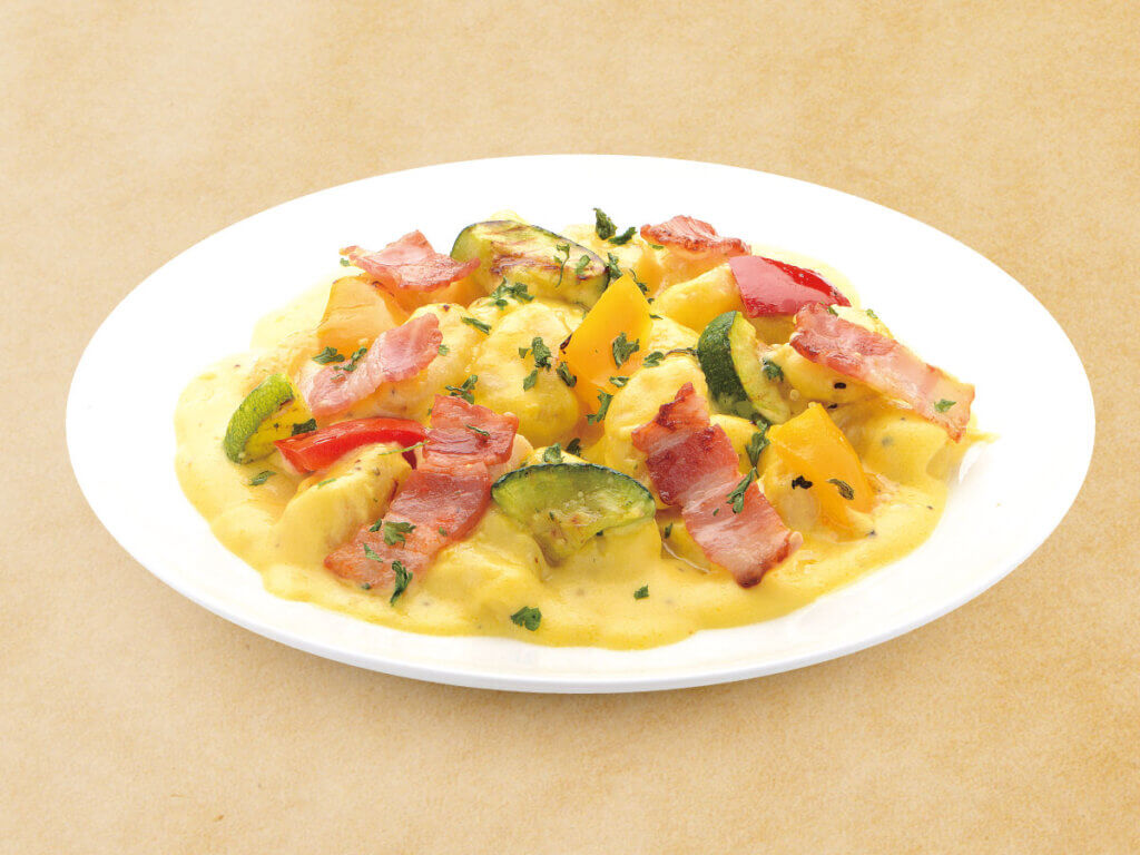 ペストとパルメザンチーズ入りニョッキ野菜スープのレシピ